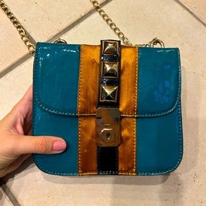 Block Color Studded Crossbody Bag